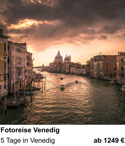 Perspektivischer Foto-Workshop über Fotoreise Venedig: 5 Tage in Venedig
