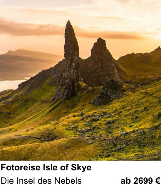 Perspektivischer Foto-Workshop über Fotoreise Isle of Skye: Die Insel des Nebels