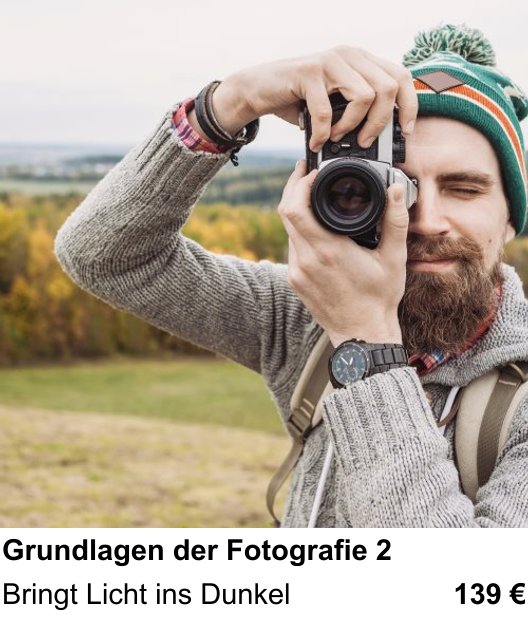 Fotografie-Training in Mainz: Kamera-Technik im Aufbaukurs und Bringt Licht ins Dunkel